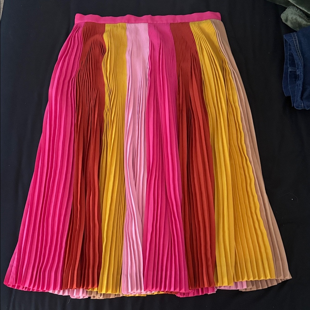 J. Crew Multicolor Pleated A-Line Skirt